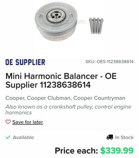 Metzger 173069 6400136 - 11238638614 Crankshaft Pulley Mini Cooper Clubman