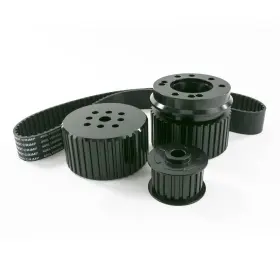 10091bk Top Street Performance Black Chevy Small Block Long Water Pump Gilmer Style Pulley Kit -