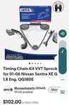 Timing Chain Kit For 2000-2006 Nissan Sentra Gxe 1.8L Engine QG18DE New. Price: $95.00.