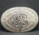 XF23120 Vintage 1970S **florlal Abalone Artwork** Unisex Silvertone Belt Buckle Pre-owned. Price: $45.00.
