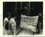 1984 Press Photo Protest Outside Itm Building While Envoy Visits Plimsoll Club Unspecified. Price: $24.99.