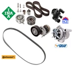 Timing & Belt Tensioner Water Pump Thermostat Kit Oes For Vw Golf Tdi 2.0 New. Price: $329.52.